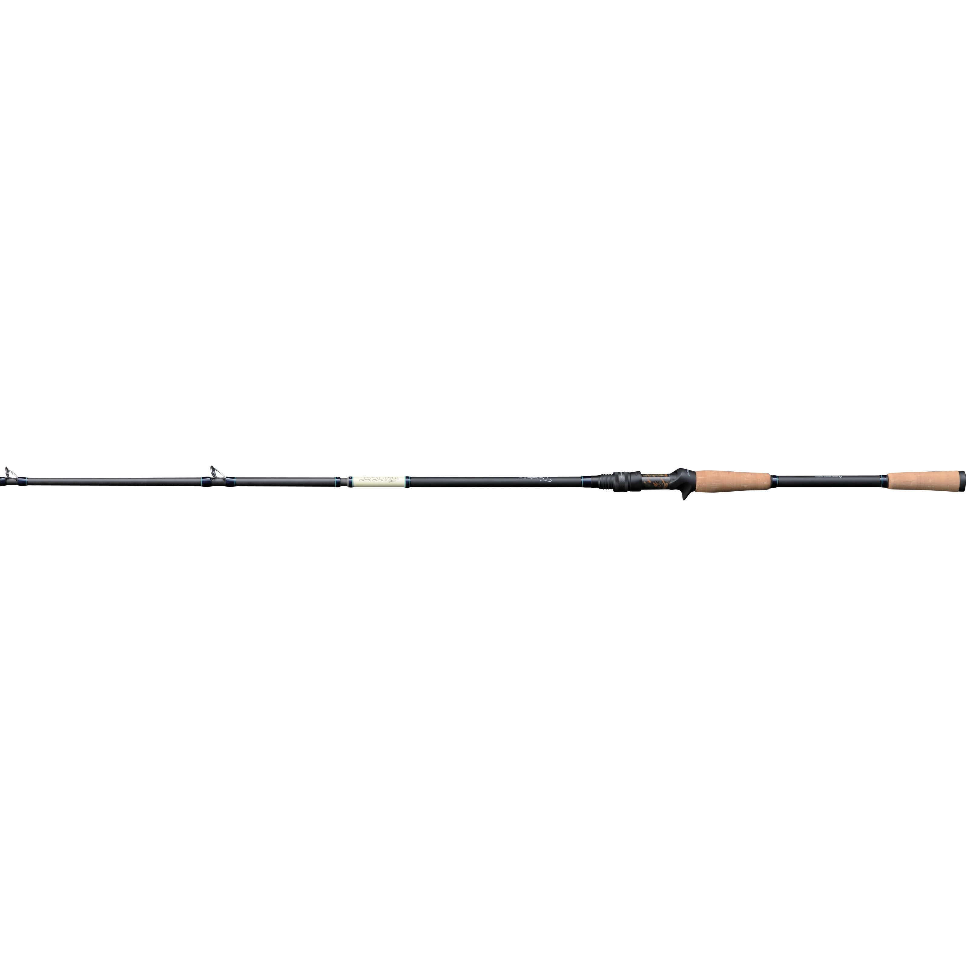 Megabass Triza 3-Piece Travel Casting Rods featuring a sleek, lightweight design with multiple sections for easy transport and a comfortable cork handle, ideal for fishing tackle enthusiasts.