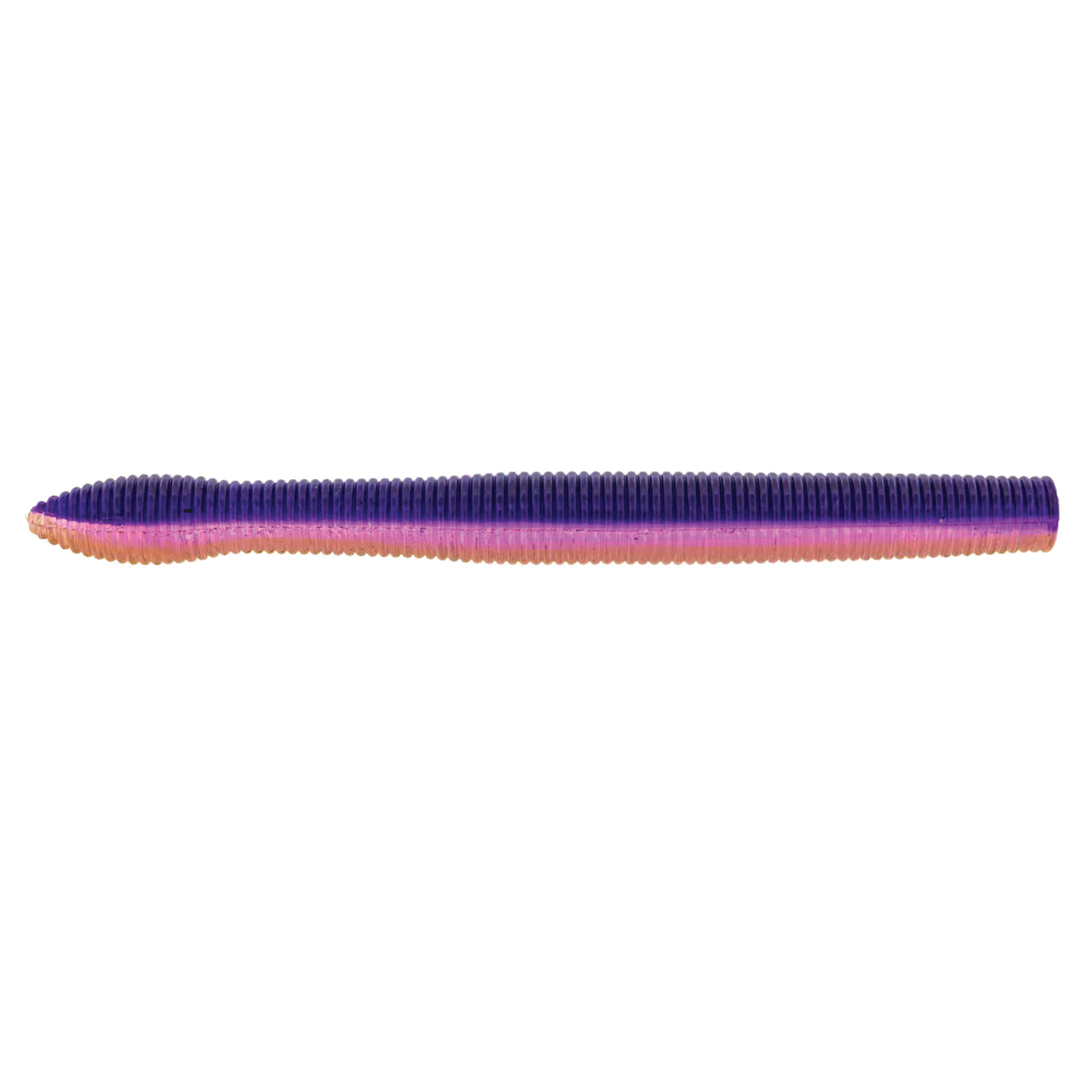 X-Zone Neko Ned Zone soft fishing lure in purple and pink ribbed texture designed for attracting fish, suitable for use with fishing rods and tackle.