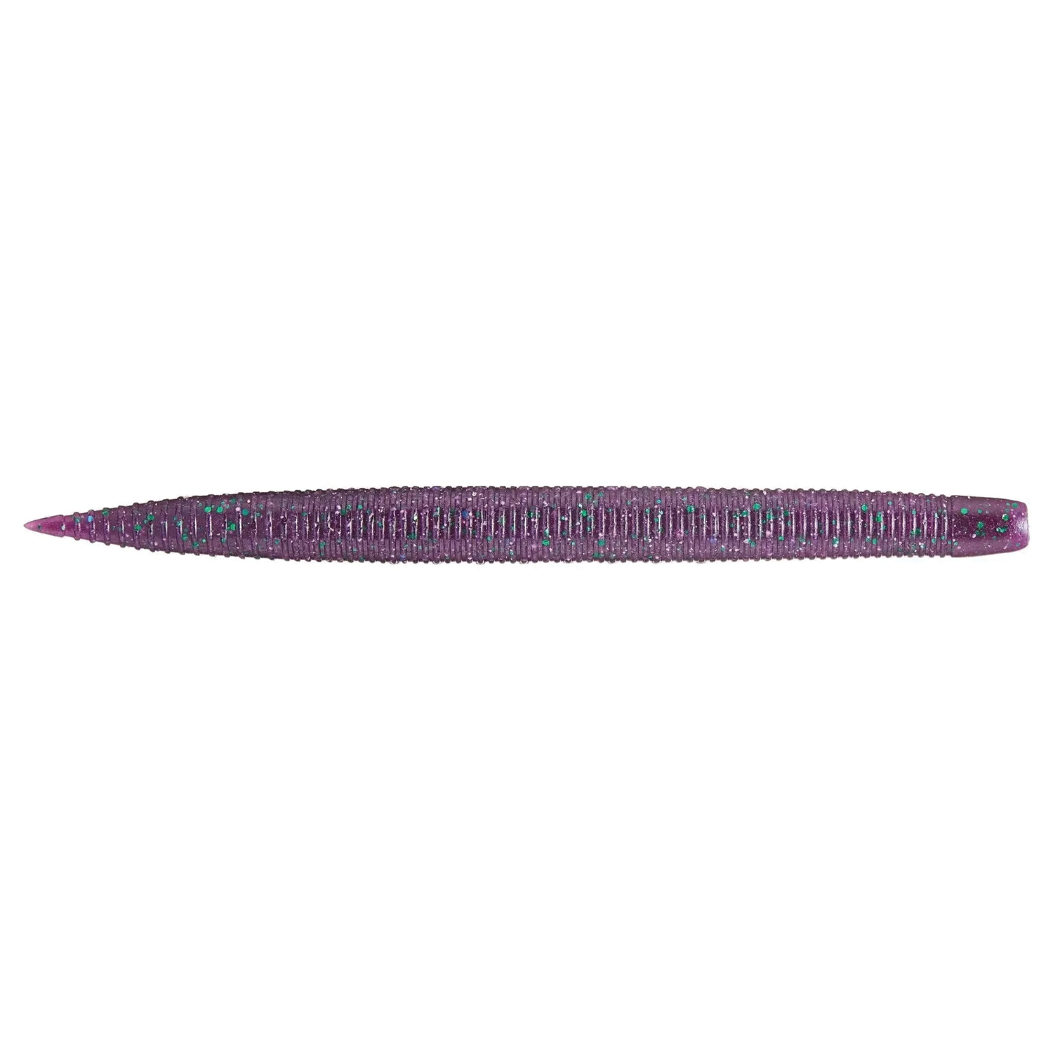 GeeCrack SAF Stick fishing lure in purple with green flecks, ribbed textured body designed for enhanced movement and attraction in fishing tackle collections.
