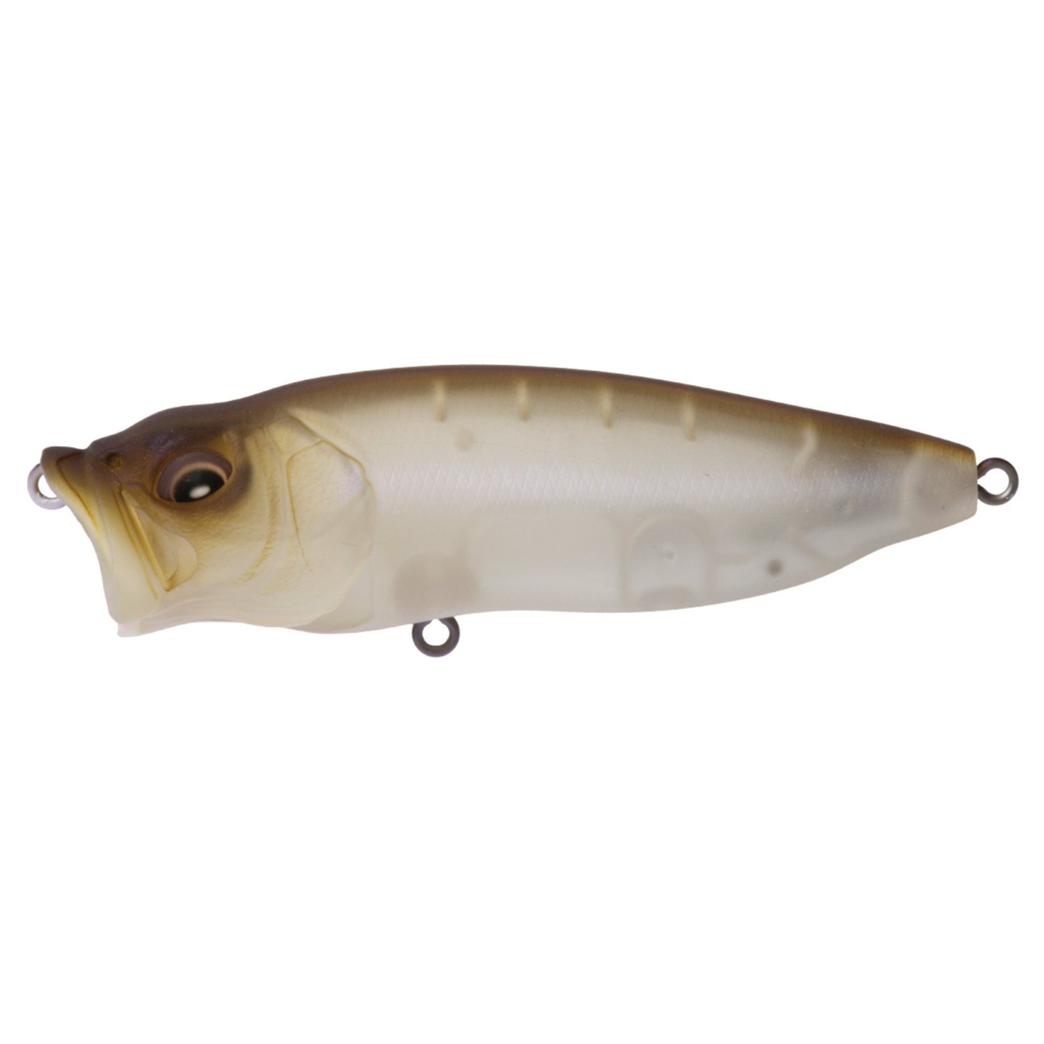 Megabass PopMax fishing lure designed with a realistic fish pattern, featuring a popper-style mouth and detailed eyes for effective fishing tackle use.