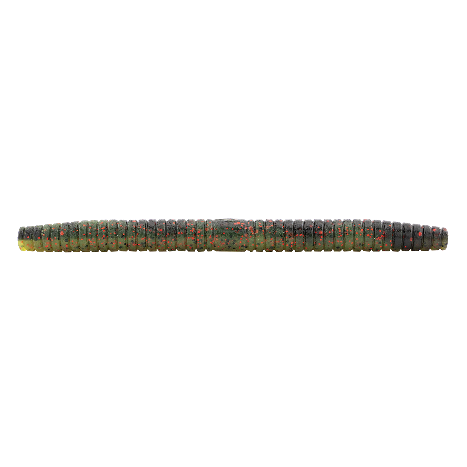 Z-Man Kingpin soft plastic fishing lure in green with red flecks, designed for freshwater fishing and effective for targeting musky and other game fish.