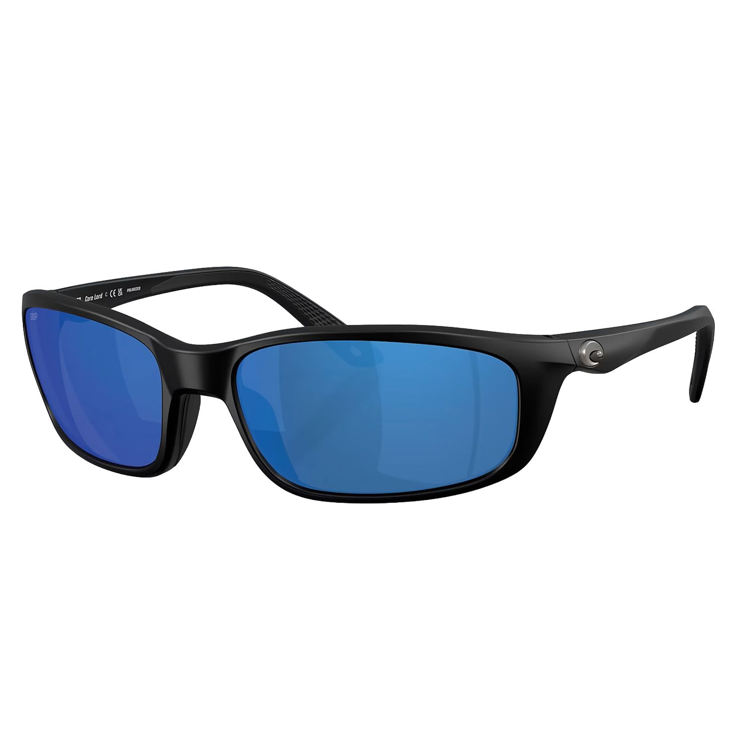 Costa Del Mar - Brine II sunglasses featuring a sleek black frame and polarized blue lenses designed for glare reduction during fishing and outdoor activities.