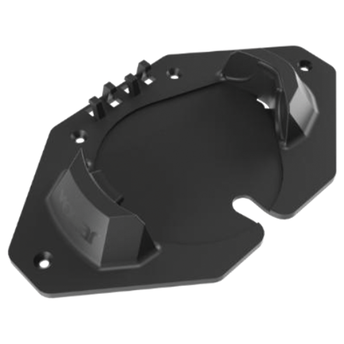 Vexilar Sidekick Mounting Plate black mounting accessory with curved supports and screw holes for securing marine electronics to a fishing setup