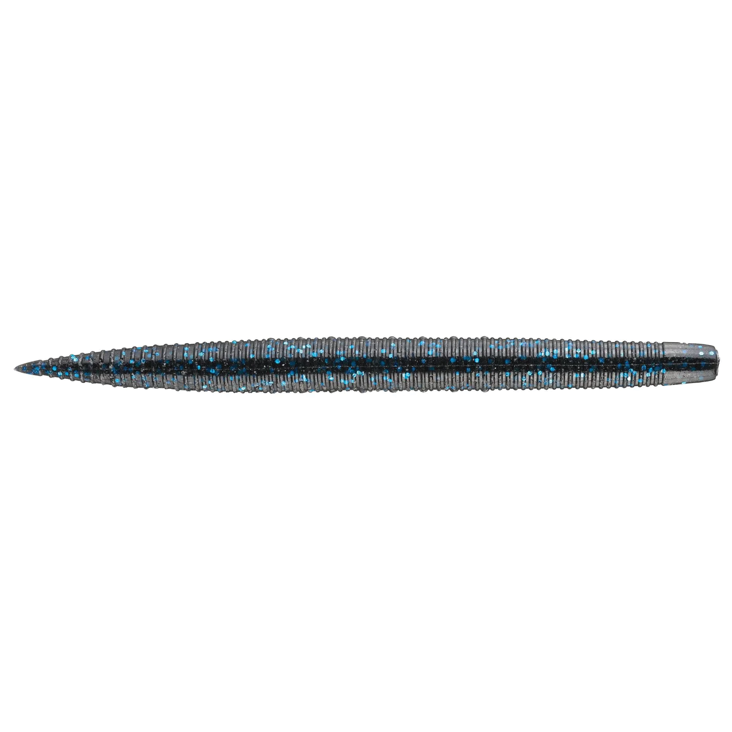 GeeCrack SAF Stick soft fishing lure with a ribbed, elongated design in dark color with blue flecks, ideal for attracting fish in various freshwater fishing tackle setups.