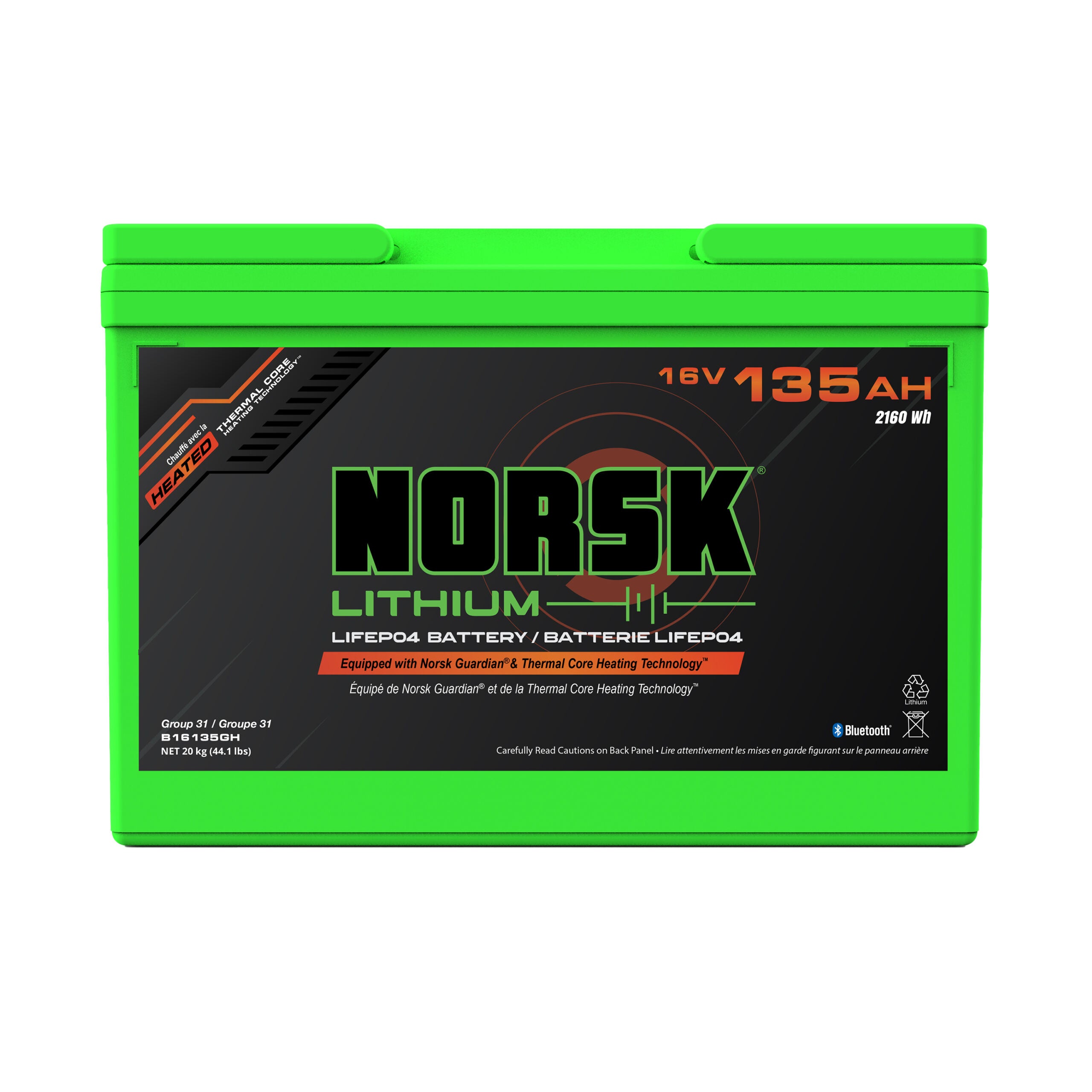 Norsk (LiFePO4) 135Ah 16v Lithium Marine Deep Cycle Battery (Heated)