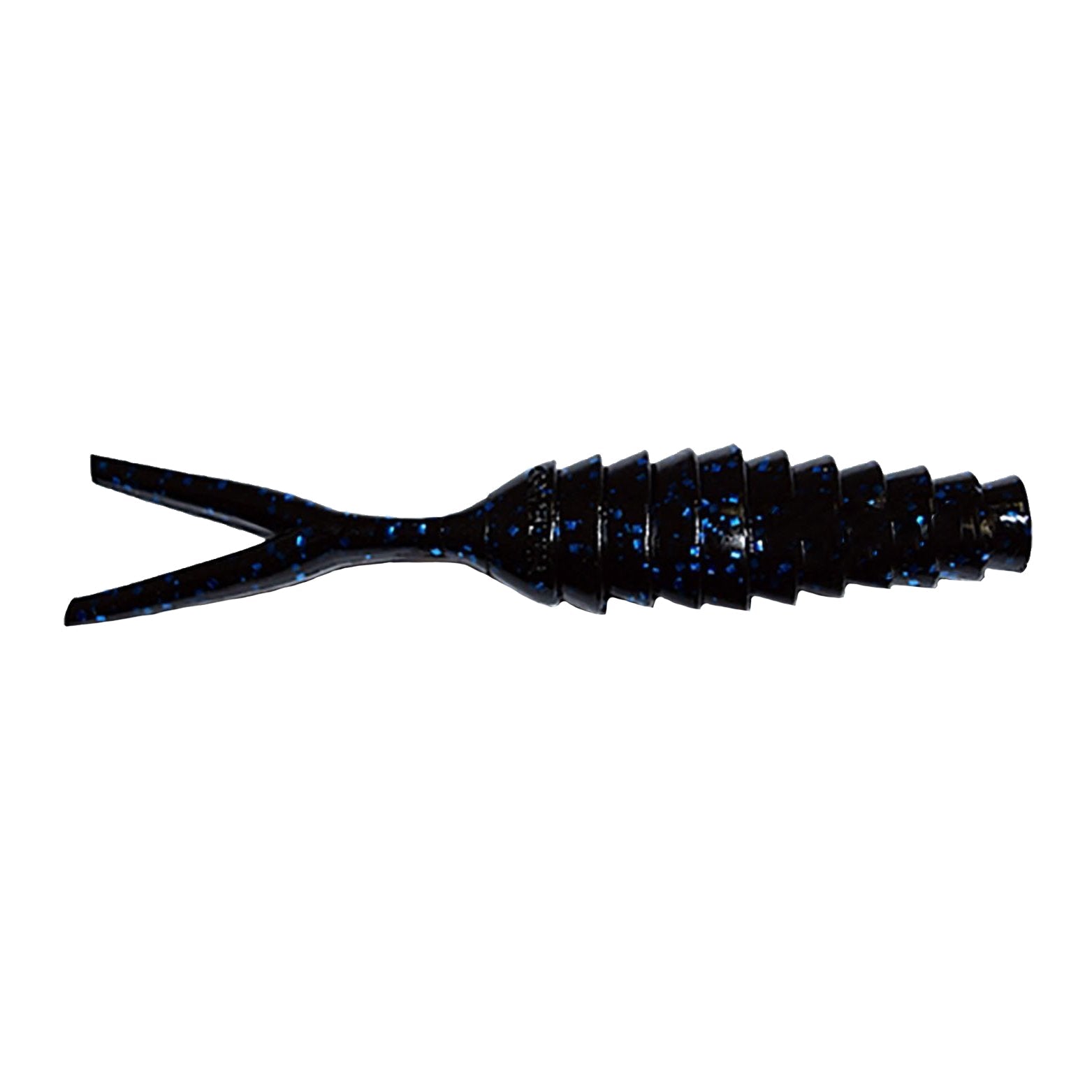 Gambler Lures Komodo Bladed Jig Trailer in black with blue flecks, soft segmented body and forked tail designed for fishing tackle use.