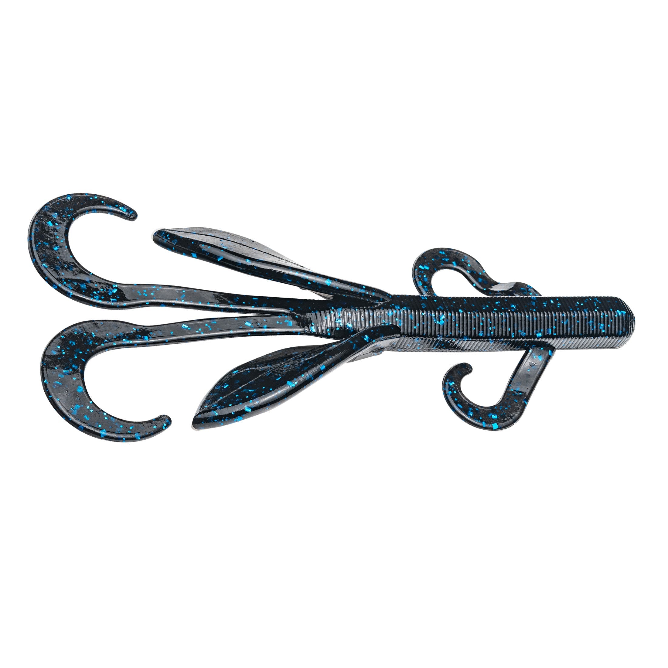 Strike King KVD Perfect Plastics Game Hawg fishing lure in black and blue with multiple flexible appendages designed for lifelike movement in water, ideal for fishing tackle.