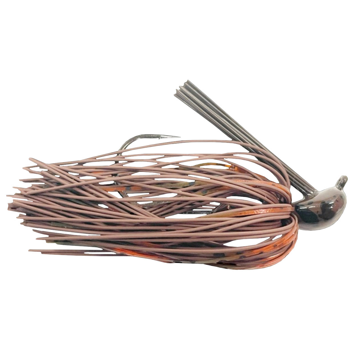 Greenfish Tackle Little Rubber Jig featuring a detailed brown rubber skirt and sharp fishing hook designed for effective freshwater fishing tackle.