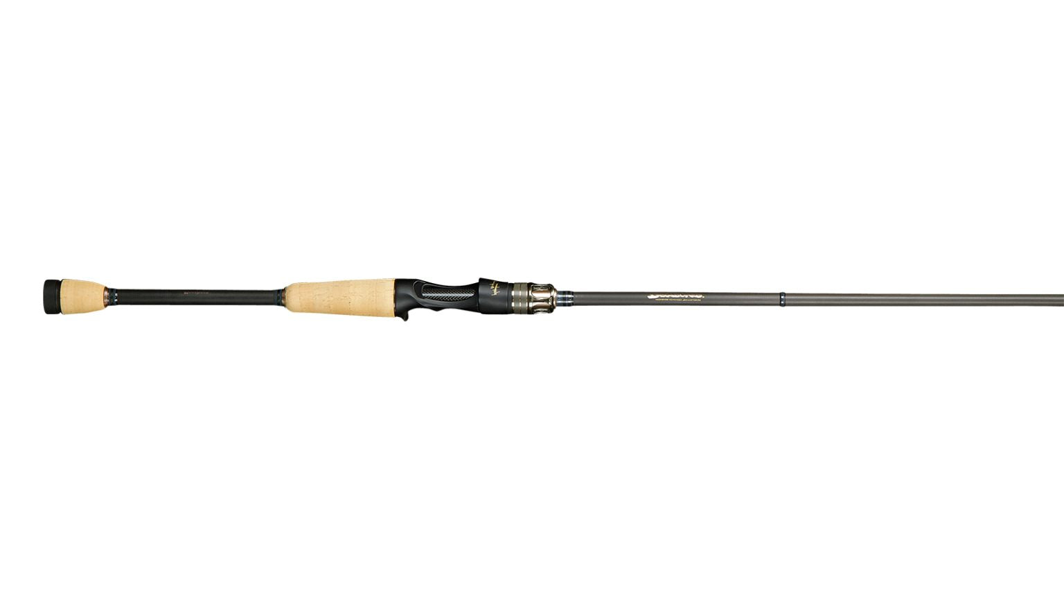 Megabass DESTROYER P5 - Casting fishing rod with a sleek black finish, ergonomic cork handle, and precision reel seat designed for comfortable casting and durability.
