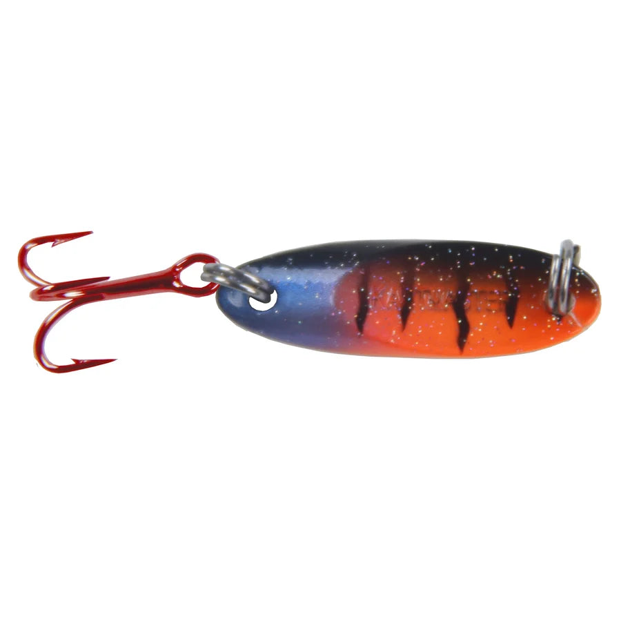 Acme Kastmaster DR Tungsten fishing lure with blue and orange finish red treble hook and split rings for freshwater fishing tackle