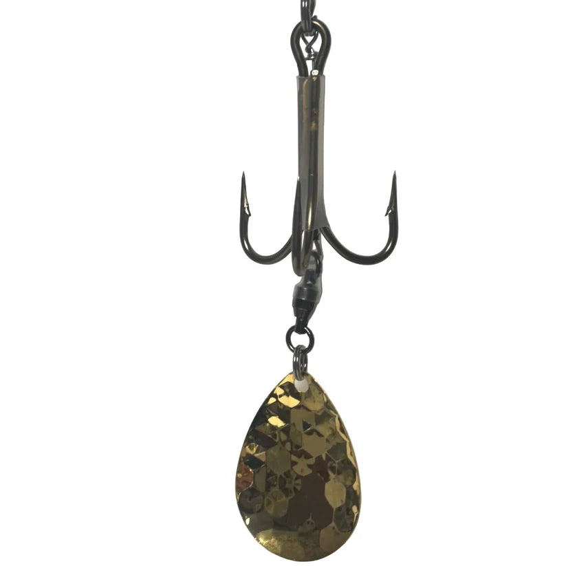 DW 7/0 Bladed Teaser Hook-#7 Colorado Blade with treble hook and reflective Colorado spinner blade for musky fishing tackle