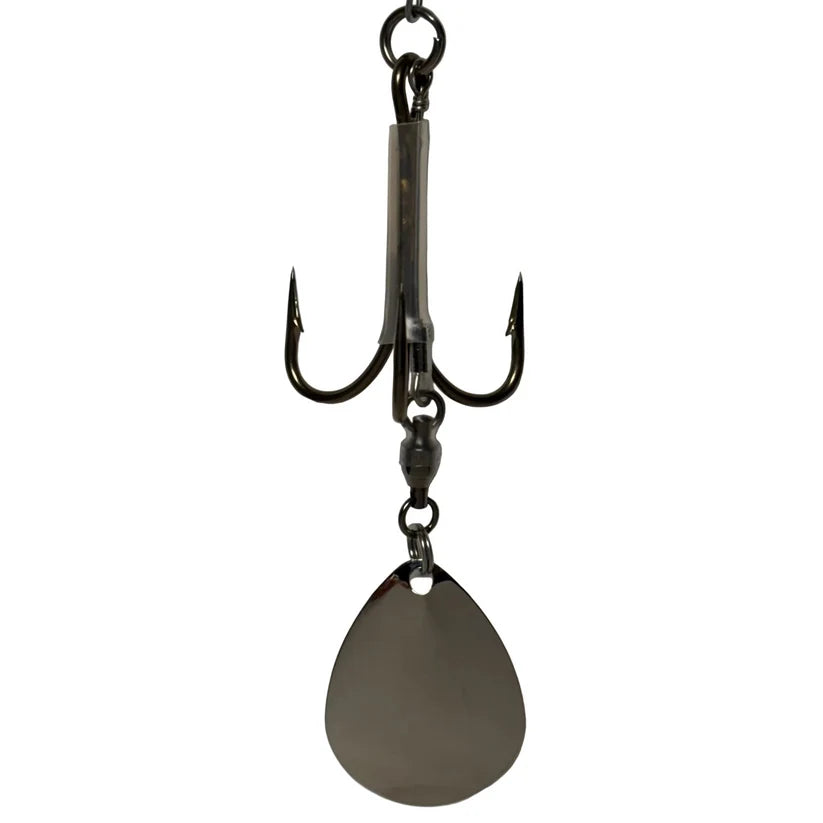 DW 7/0 Bladed Teaser Hook-#7 Colorado Blade with treble hook and large Colorado blade for musky fishing tackle