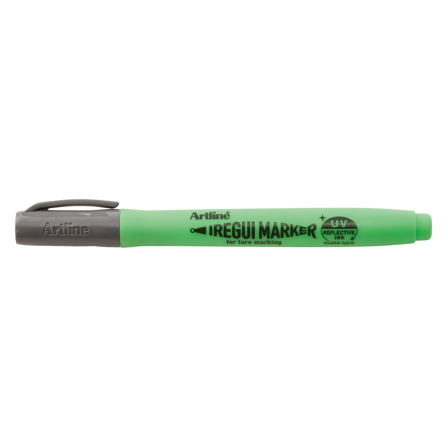 Artline IREGUI Markers green marker pen with black cap, designed for lure marking featuring UV reflective ink.