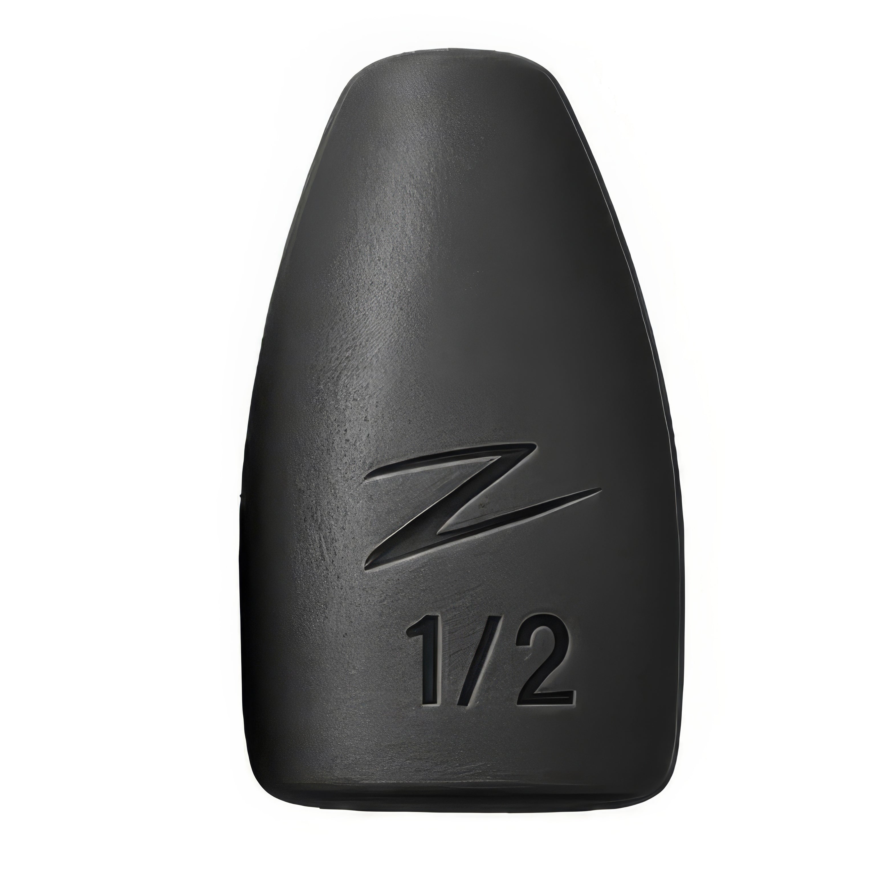 Z-Man Forge Flipping Weights in black with a smooth matte finish, marked with a "Z" logo and weight designation "1/2" for fishing tackle use.