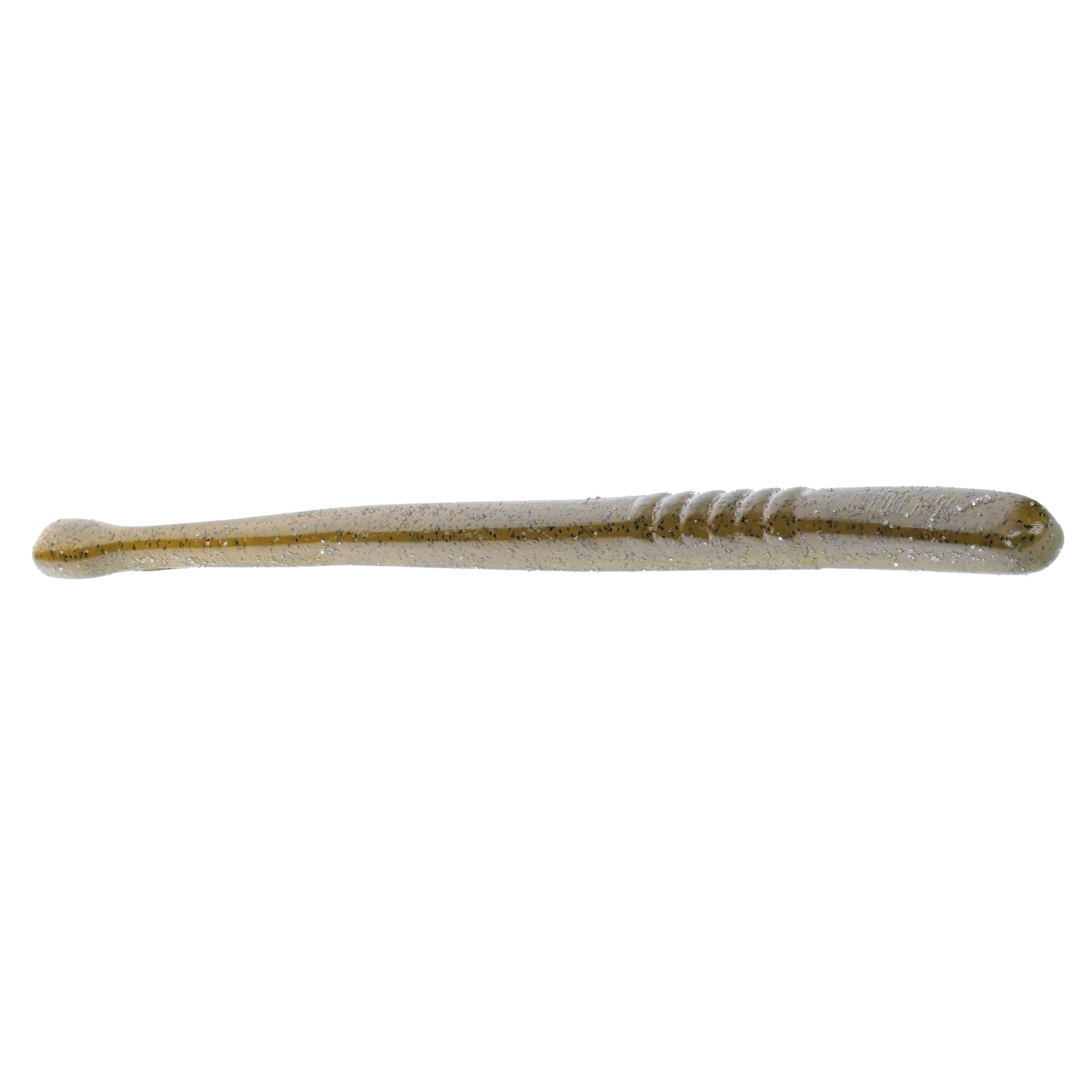 Strike King KVD Perfect Plastics Filler Worm 6" fishing lure in a translucent green color with subtle glitter and ribbed texture, designed for effective fishing tackle use.