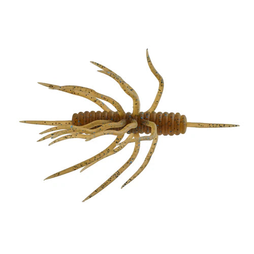 Hideup Coike Thunder Large (Elastomer) soft fishing lure in natural brown with black speckles, featuring multiple flexible appendages for lifelike movement in water.