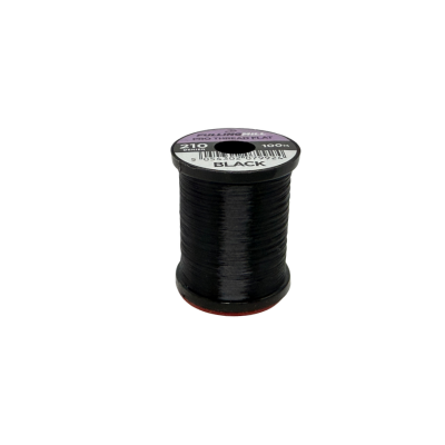 Fulling Mill Pro Thread Flat 210 Den in black, a spool of strong, fine thread ideal for fly fishing tackle and custom rod building.