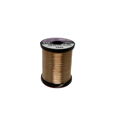 Spool of tan Fulling Mill Pro Thread Flat 210 Den fly tying thread used for creating custom fishing lures and tackle.