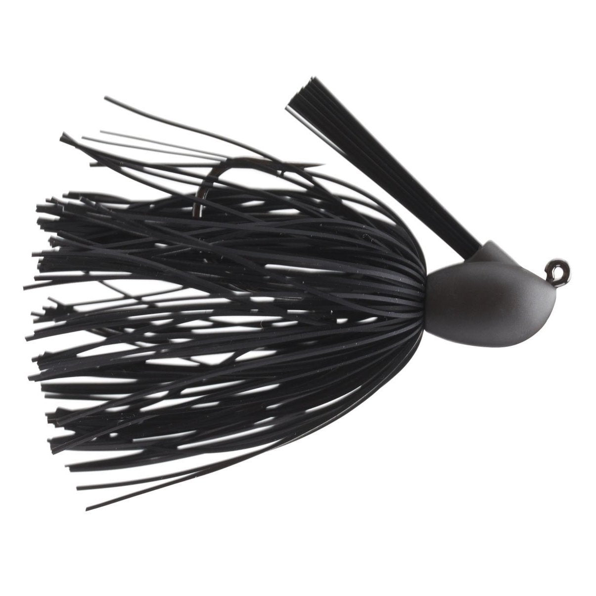 Keitech Model 1 Tungsten Casting Jig in black, featuring a weighted head, durable silicone skirt, and weed guard designed for effective fishing tackle use.