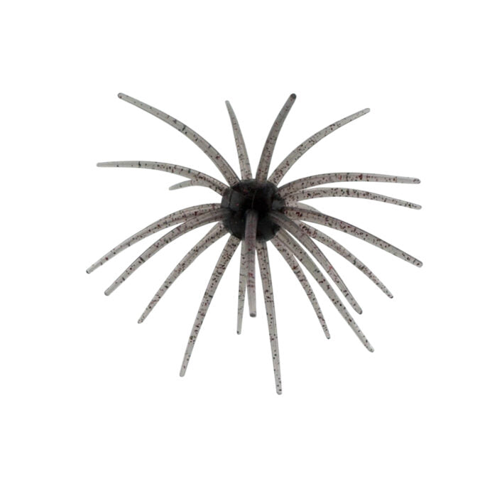 Arsenal Morning Star Urchin Elastomer Bait in translucent dark gray with red flecks, featuring multiple flexible tentacle-like appendages designed for fishing lure use.