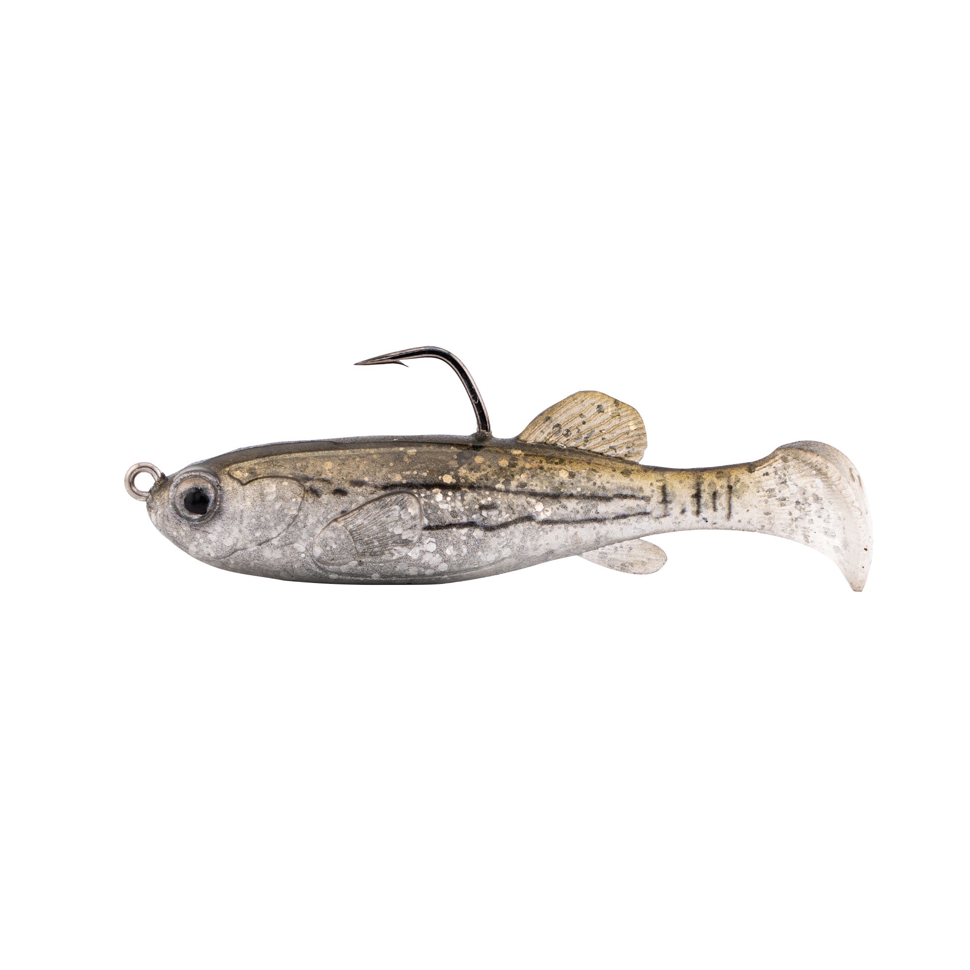 Z-Man Mudstudz soft plastic fishing lure in natural colors with a single hook designed for musky and other freshwater fishing.