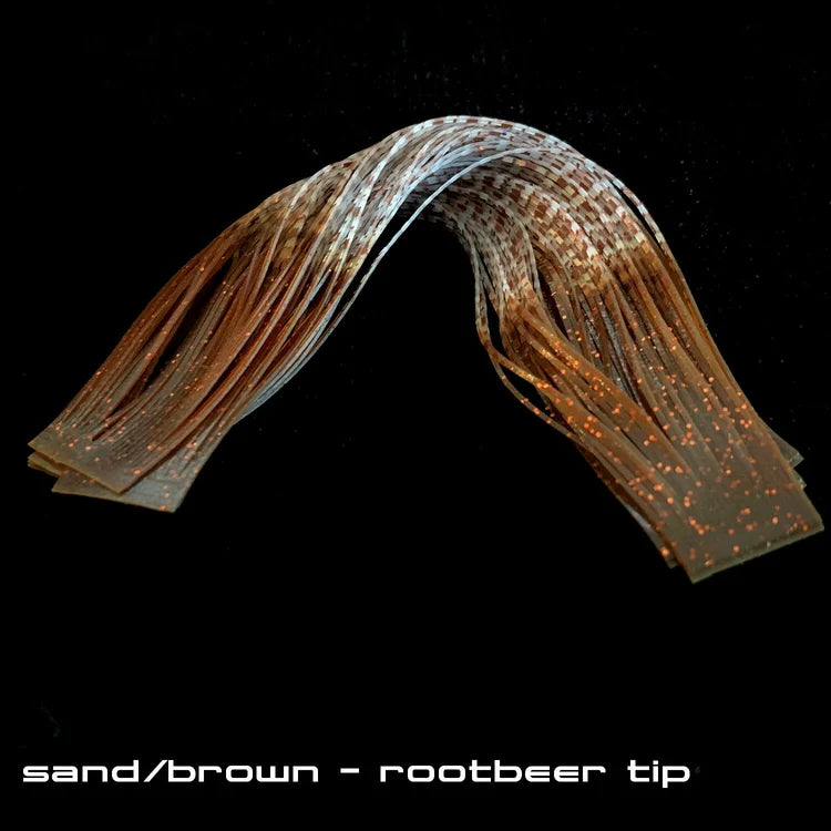 Sight Cast Marsh Legs fishing lure in sand brown with rootbeer tip, featuring soft silicone tentacles designed for lifelike movement in water.