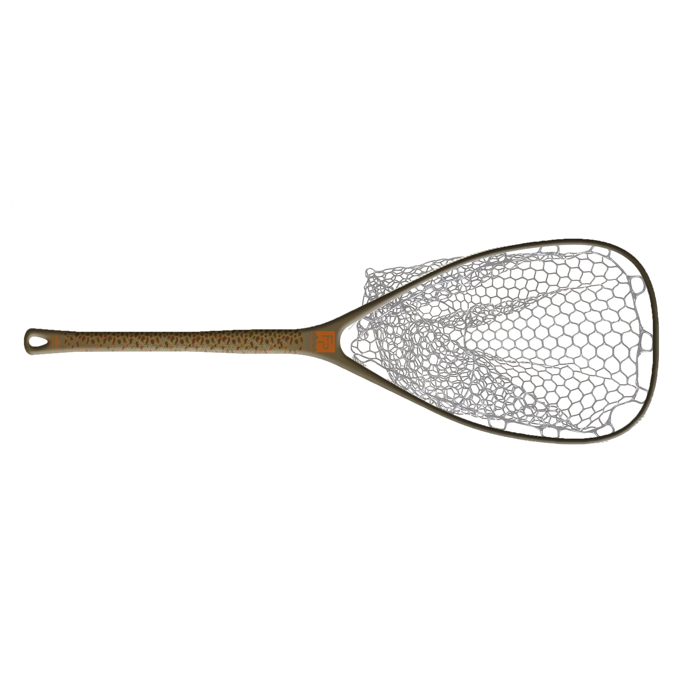 Fishpond Middle Fork Net 2.0 with a long handle and large, lightweight rubber mesh net designed for fishing, featuring a durable frame and ergonomic grip for easy catch and release.