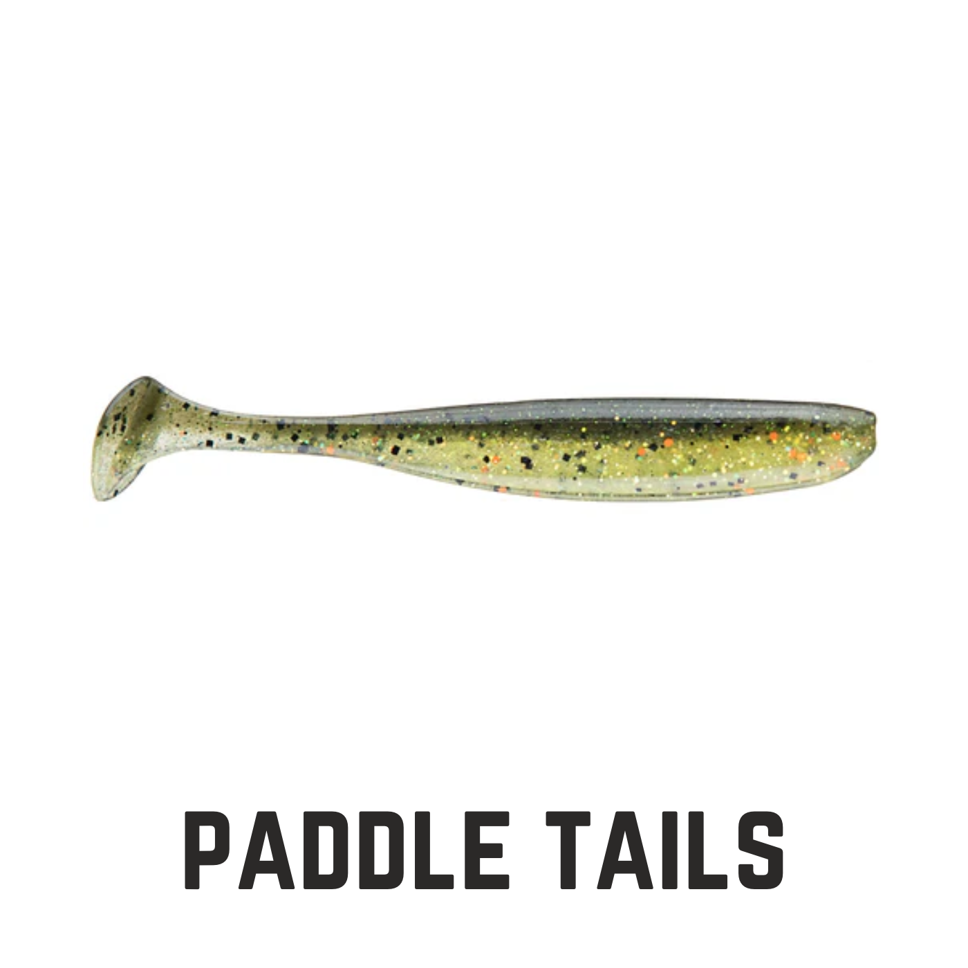 green speckled minnow with paddle tail overlay