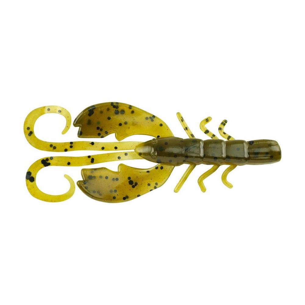 Berkley PowerBait Crazy Leg Chigger Craw soft fishing lure in natural crawfish colors with curled tail legs and detailed body for effective fishing tackle.