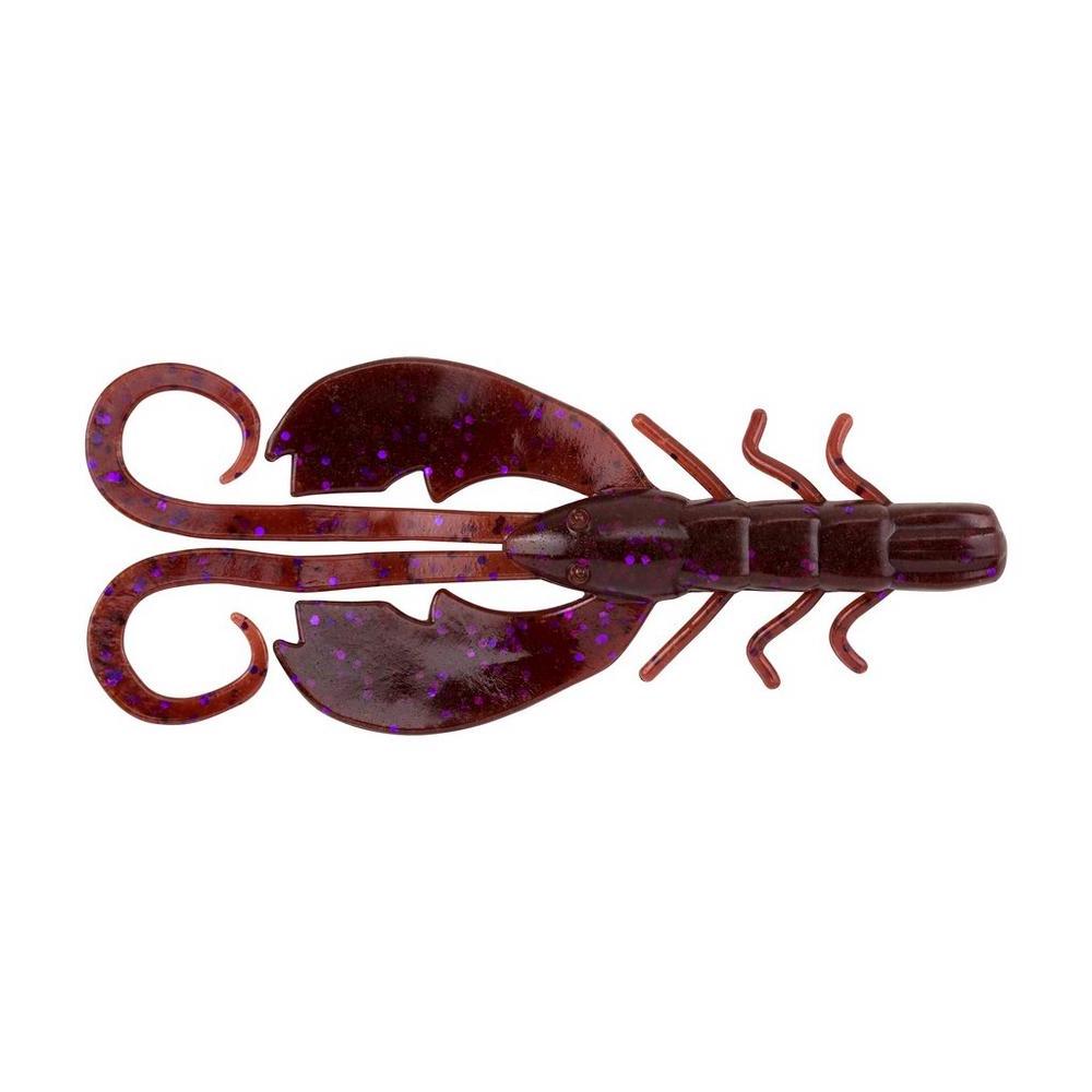 Berkley PowerBait Crazy Leg Chigger Craw fishing lure in cinnamon purple, designed to imitate a crawfish with detailed claws and appendages for effective fishing tackle use.