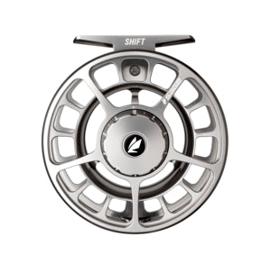 Sage Shift Fly Reel in a platinum finish, featuring a precision-machined spool and lightweight, durable construction designed for smooth, reliable performance in fly fishing.