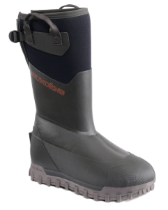 Grundens Deviation Thermo Tall Boot in black with a tall insulated design adjustable strap textured upper and rugged treaded sole