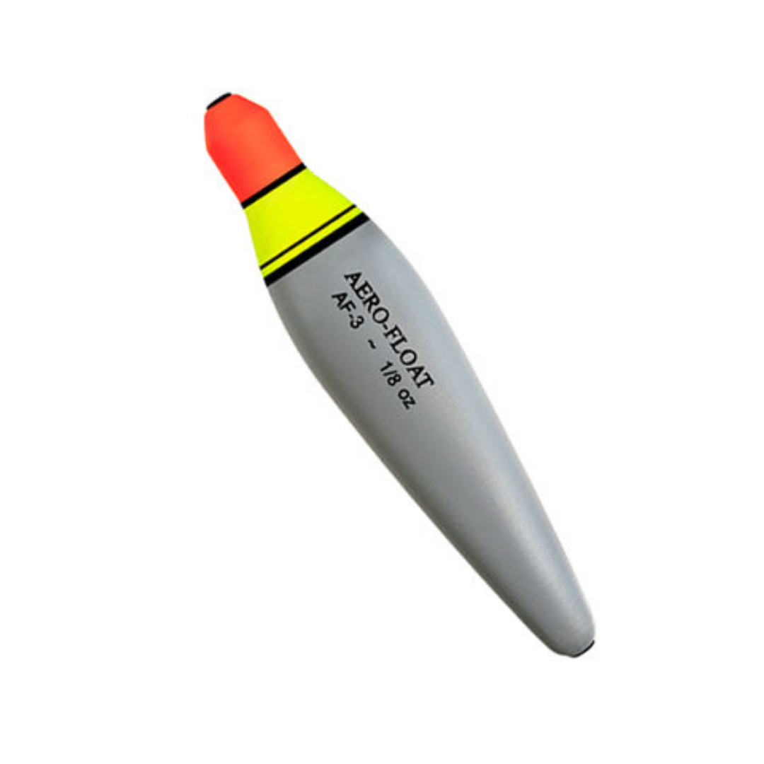 Hawken AF-3 Aero-Foam Slip Float with bright orange and yellow top, designed for fishing tackle to improve visibility and float stability in water.