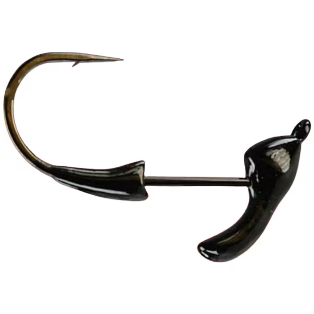 Picasso Urchinator™ Cradle Heads black fishing jig with curved hook and weighted cradle head for musky fishing tackle