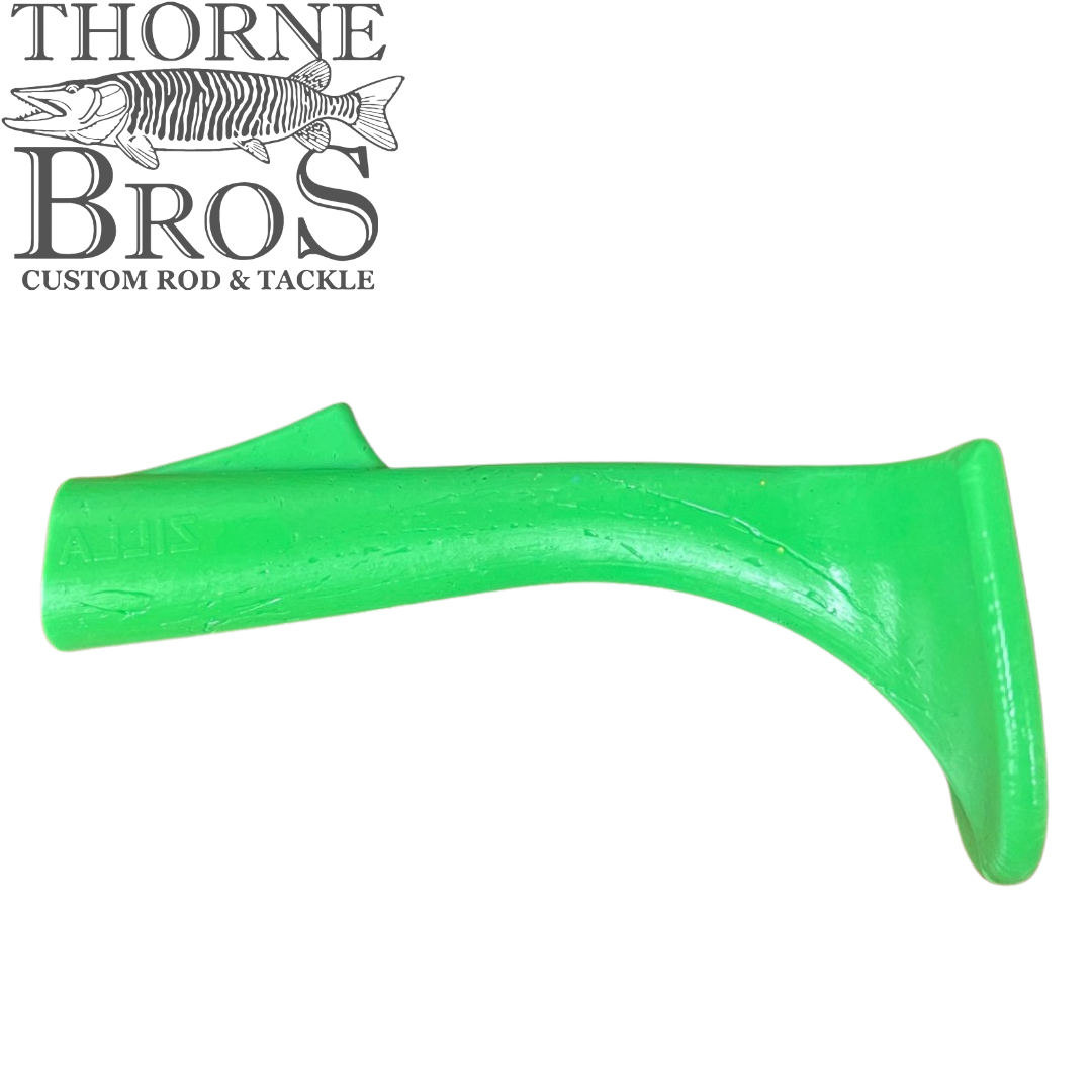 Zilla Baits Replacement Tails (1 Pack) showing a bright green soft plastic replacement tail designed for fishing lures to attract fish in various water conditions.