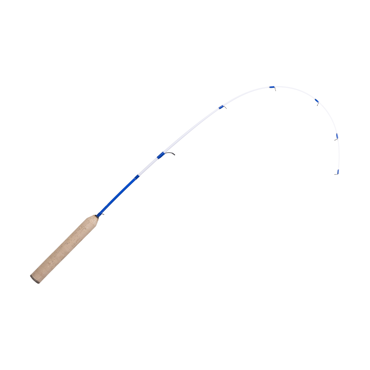 Clam Technique Specific Rods with a curved white and blue fishing rod featuring a cork handle, designed for specialized fishing techniques within fishing tackle.