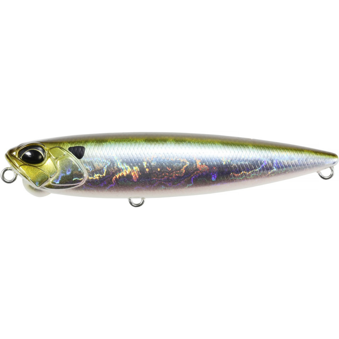 Duo Realis Pencil 110 holographic topwater fishing lure with green back silver scales lifelike eye and treble hooks for musky tackle