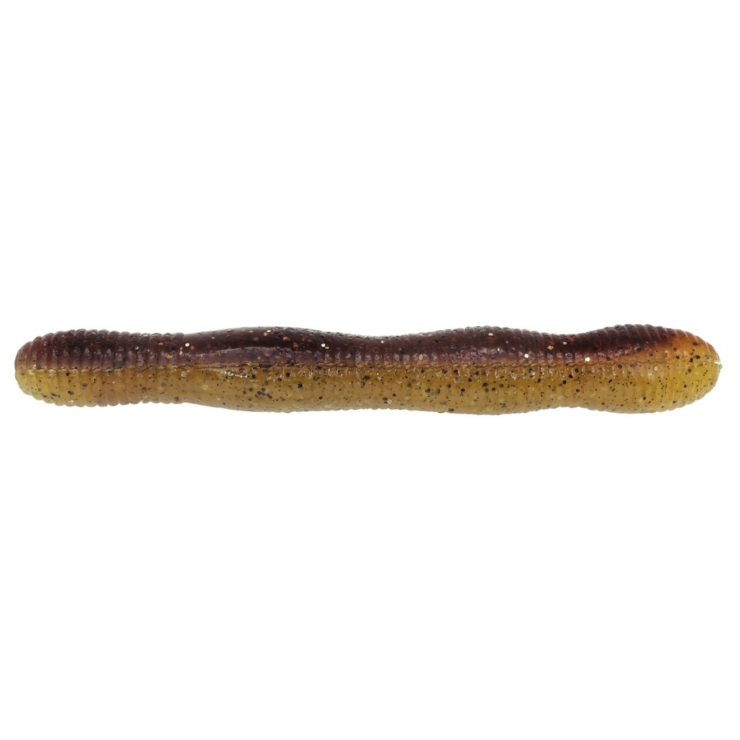 Duo Realis Wriggle ND Slim 3" soft plastic fishing lure in brown and amber with black flecks and a ribbed slim profile for fishing tackle