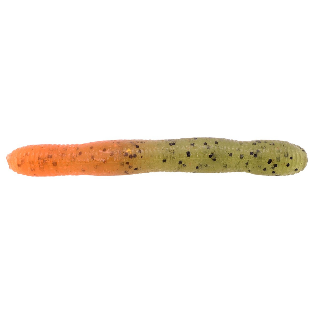Duo Realis Wriggle ND Slim 3" soft plastic fishing lure in orange and olive green with black flecks for freshwater fishing tackle and rigging versatility