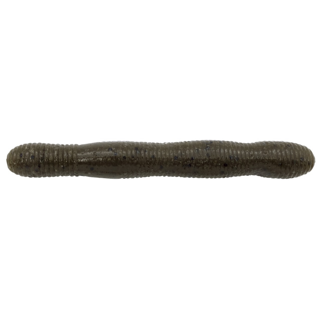 Duo Realis Wriggle ND Slim 3" dark olive ribbed soft plastic fishing lure for fishing tackle on a white background