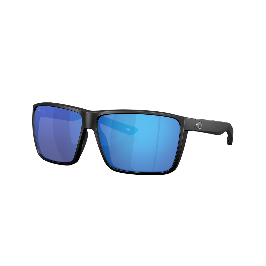 Costa Del Mar - Rincon II sunglasses with a black frame and blue lenses shown against a white background for fishing and outdoor use