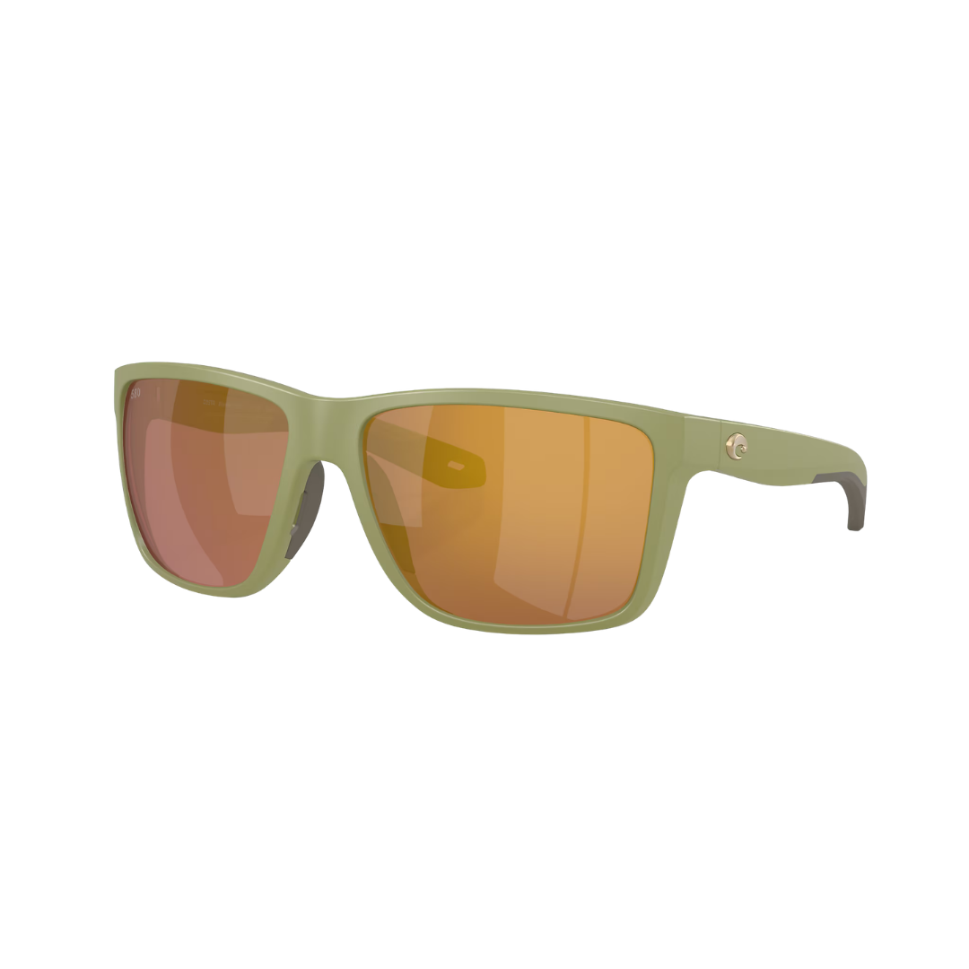 Costa Del Mar - Broadbill II XL sunglasses with an olive green frame and amber tinted lenses shown from the front for fishing and boating