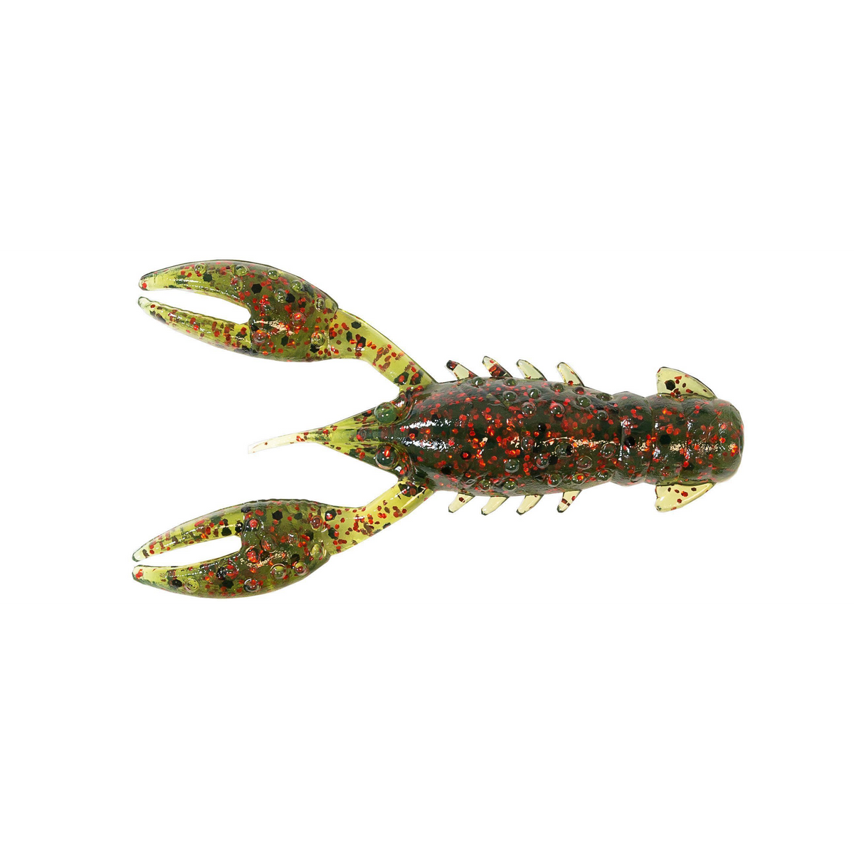 Z-Man TRD CrawZ soft plastic fishing lure designed to mimic a crawfish with green and red speckles, featuring realistic claws and segmented body for effective fishing tackle use.