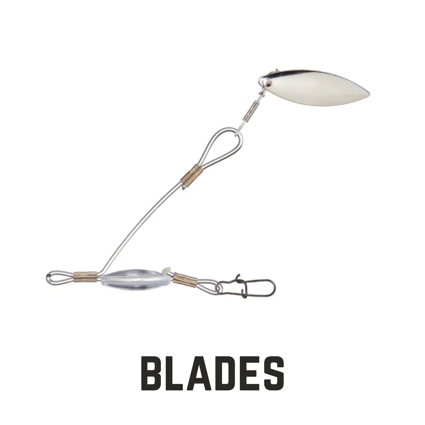 silver blade with snap and line rigging with text overlay blades