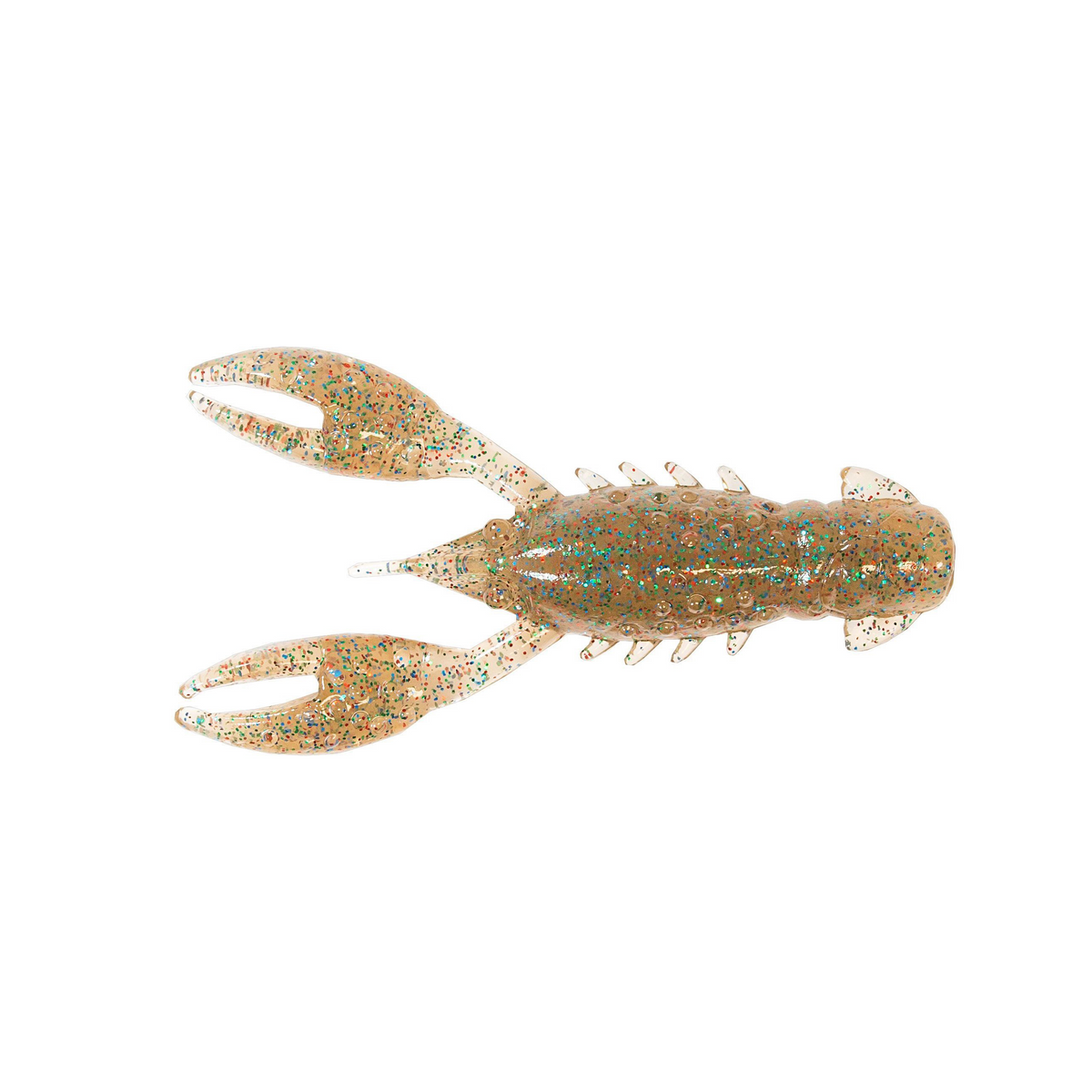 Z-Man TRD CrawZ soft plastic fishing lure designed to mimic a crawfish, featuring translucent brown color with blue and orange flecks for realistic fishing tackle presentation.