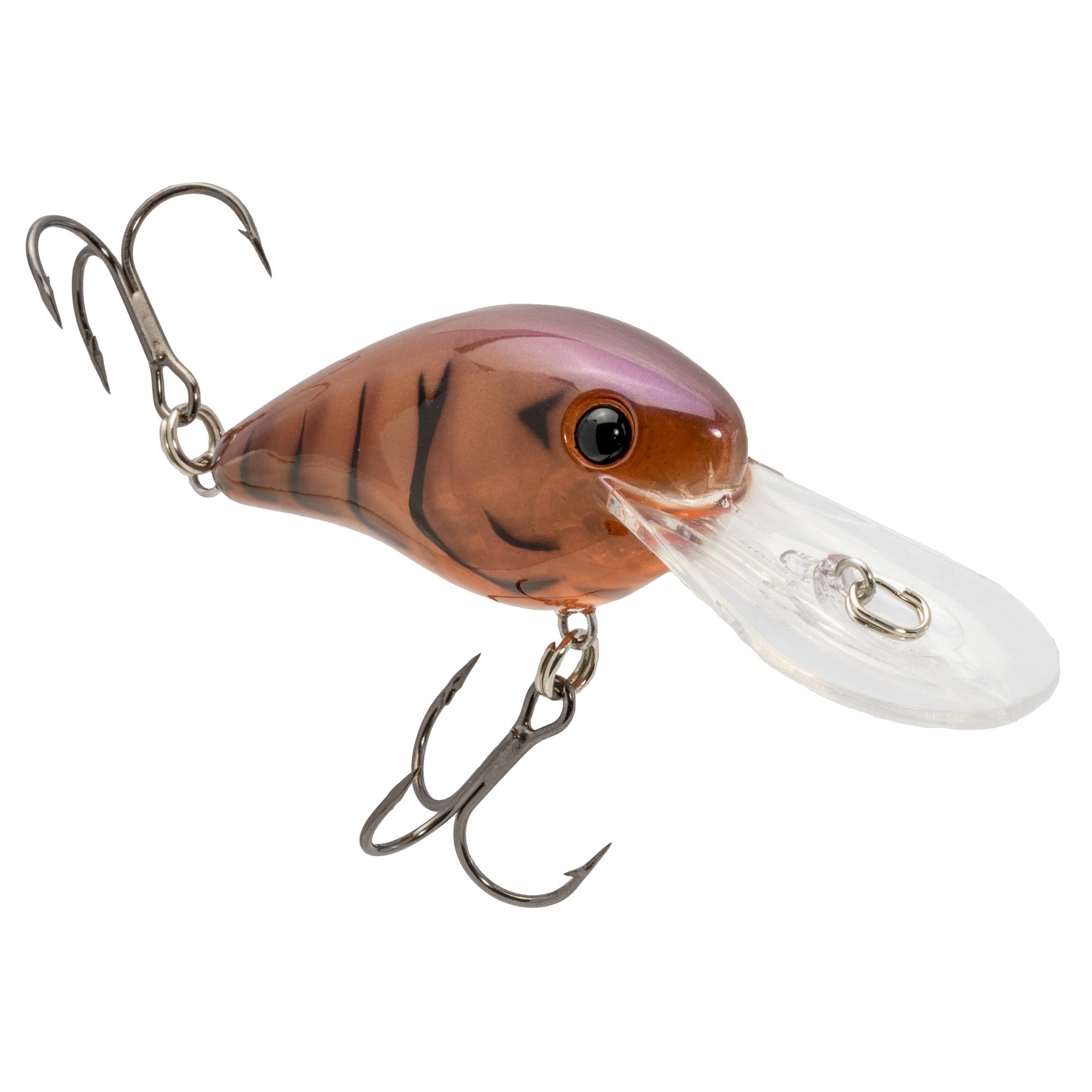 Strike King Gravel Dawg 10 Crankbait fishing lure with a brown and black pattern, realistic eyes, and two treble hooks designed for effective fishing tackle use.