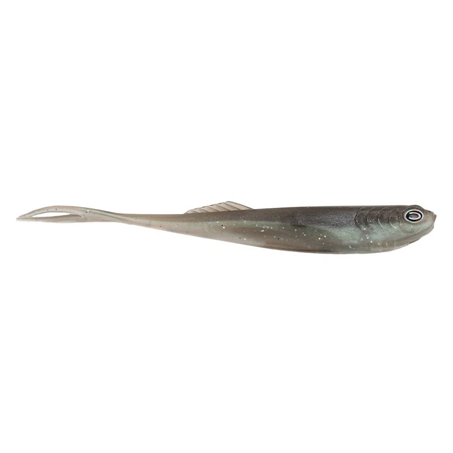 CAST Fishing Echo 7.2" soft fishing lure in natural gray and silver tones designed for fishing tackle use, featuring a streamlined body with fins and a lifelike eye.