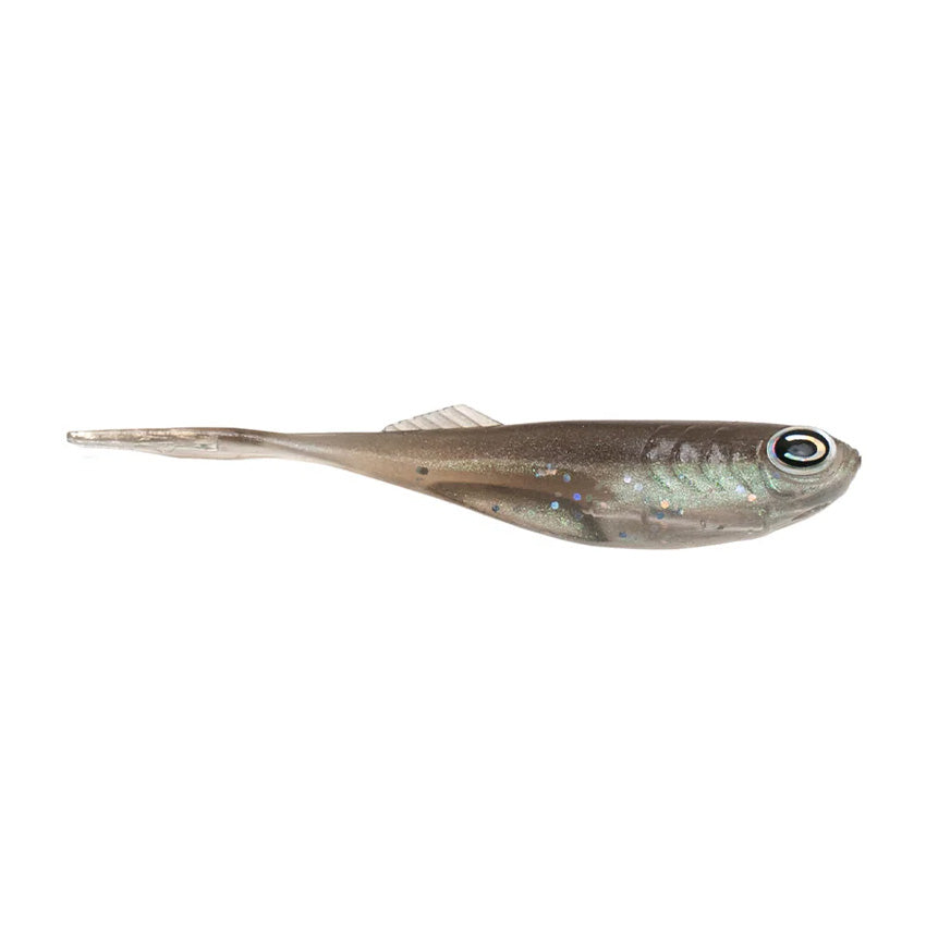 CAST Fishing Echo 2.75" soft fishing lure in natural shad color with detailed eyes and subtle reflective scales designed for attracting fish in freshwater environments.