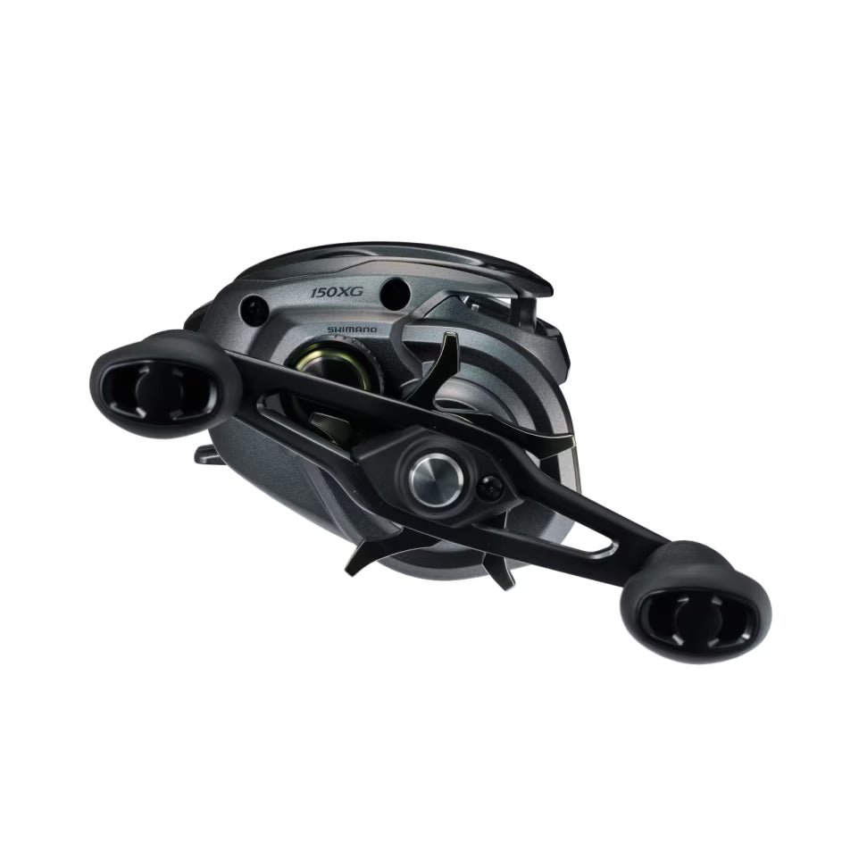 Shimano Curado DC 150 A (NEW 2026) baitcasting fishing reel in sleek black and gray finish, featuring ergonomic dual handles and precision engineering for smooth casting.