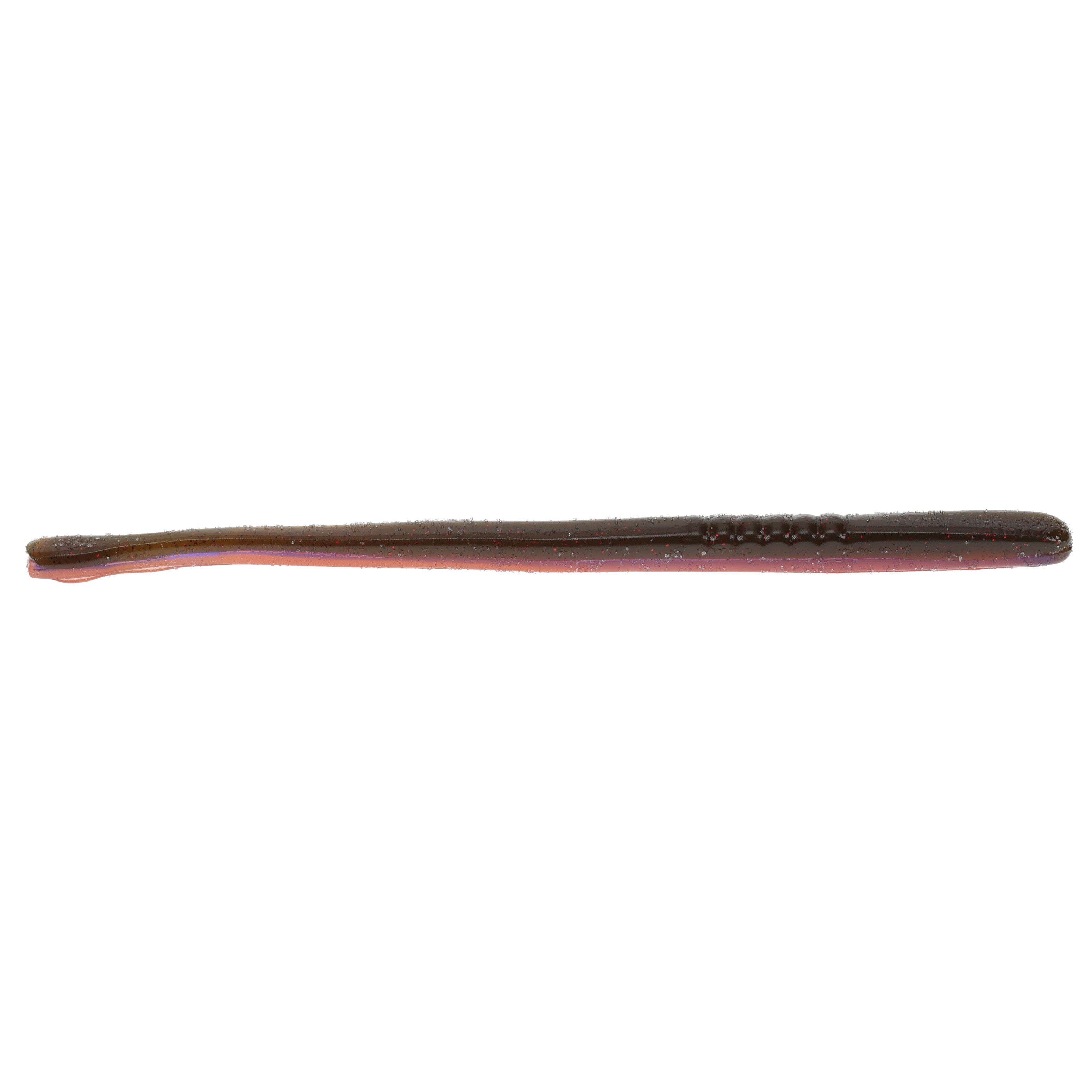 Strike King KVD Perfect Plastics Filler Worm 6" in dark brown color with segmented body design, soft plastic fishing lure ideal for musky and bass fishing tackle.